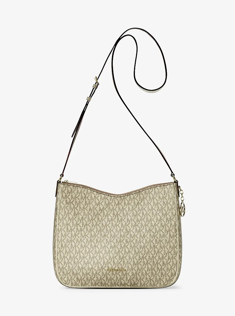 Nayla Medium Metallic Signature Logo Messenger Bag - 1
