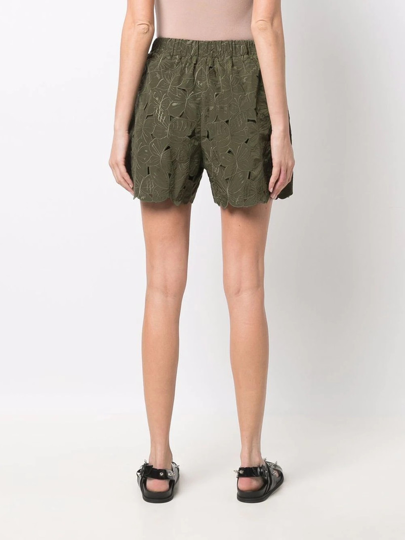 high-waisted embroidered shorts 4