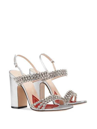 GUCCI Metallic leather sandal with crystals outlook