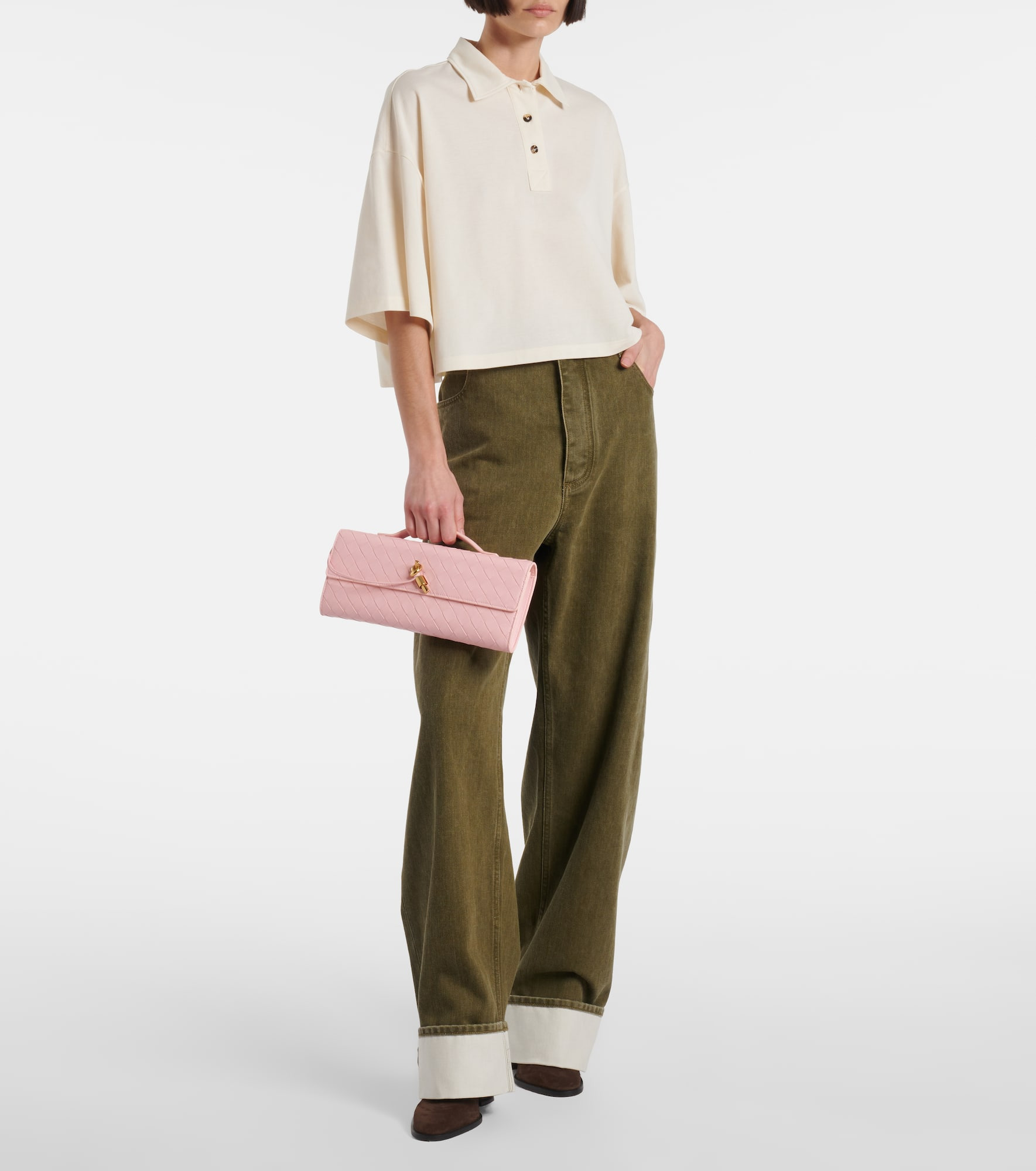 Cropped cotton polo shirt - 2