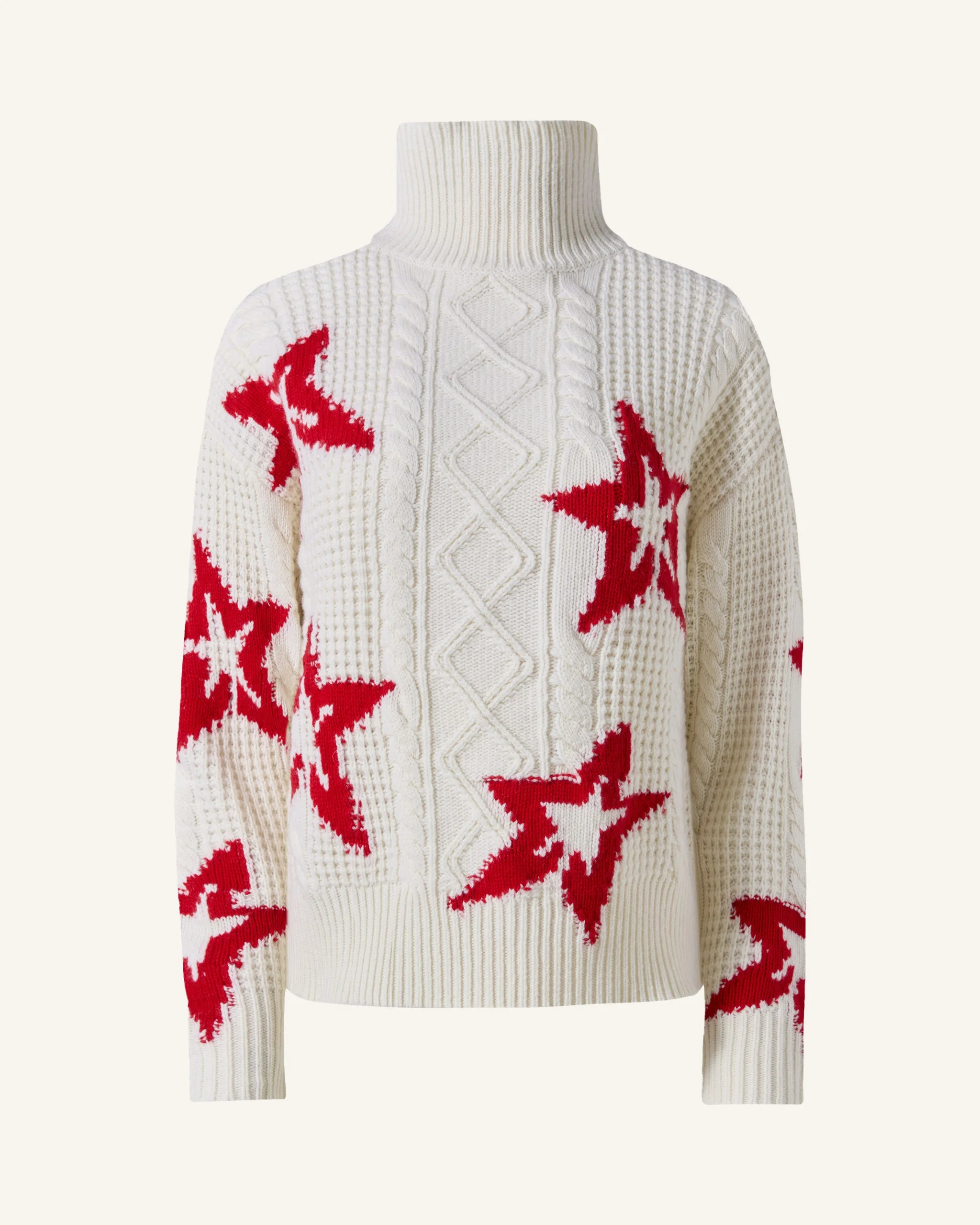 Wool Cable Star Turtleeck Sweater - 1