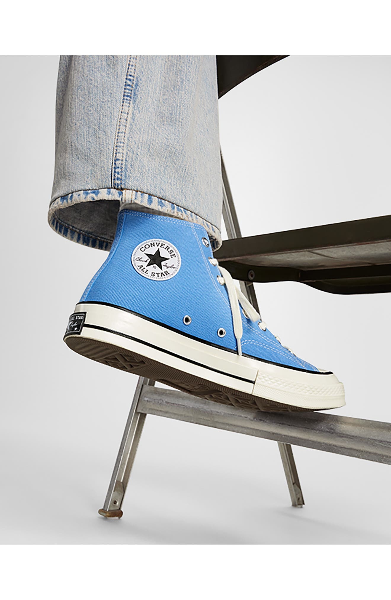 Converse Gender Inclusive Chuck 70 High Top Sneaker in Open Sky/Egret/Black at Nordstrom - 8