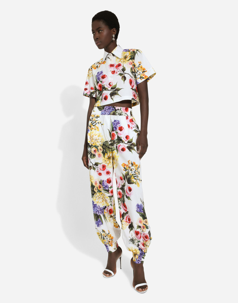 Short cotton shirt with garden print 5