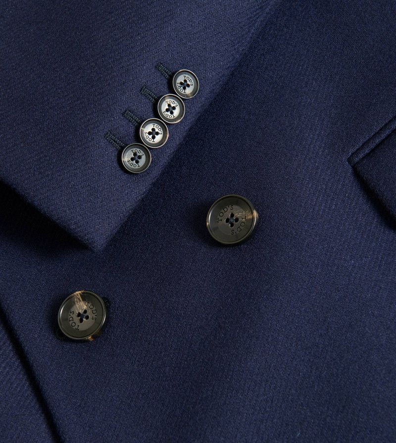 DOUBLE BREASTED COAT IN MIXED WOOL - BLUE 5