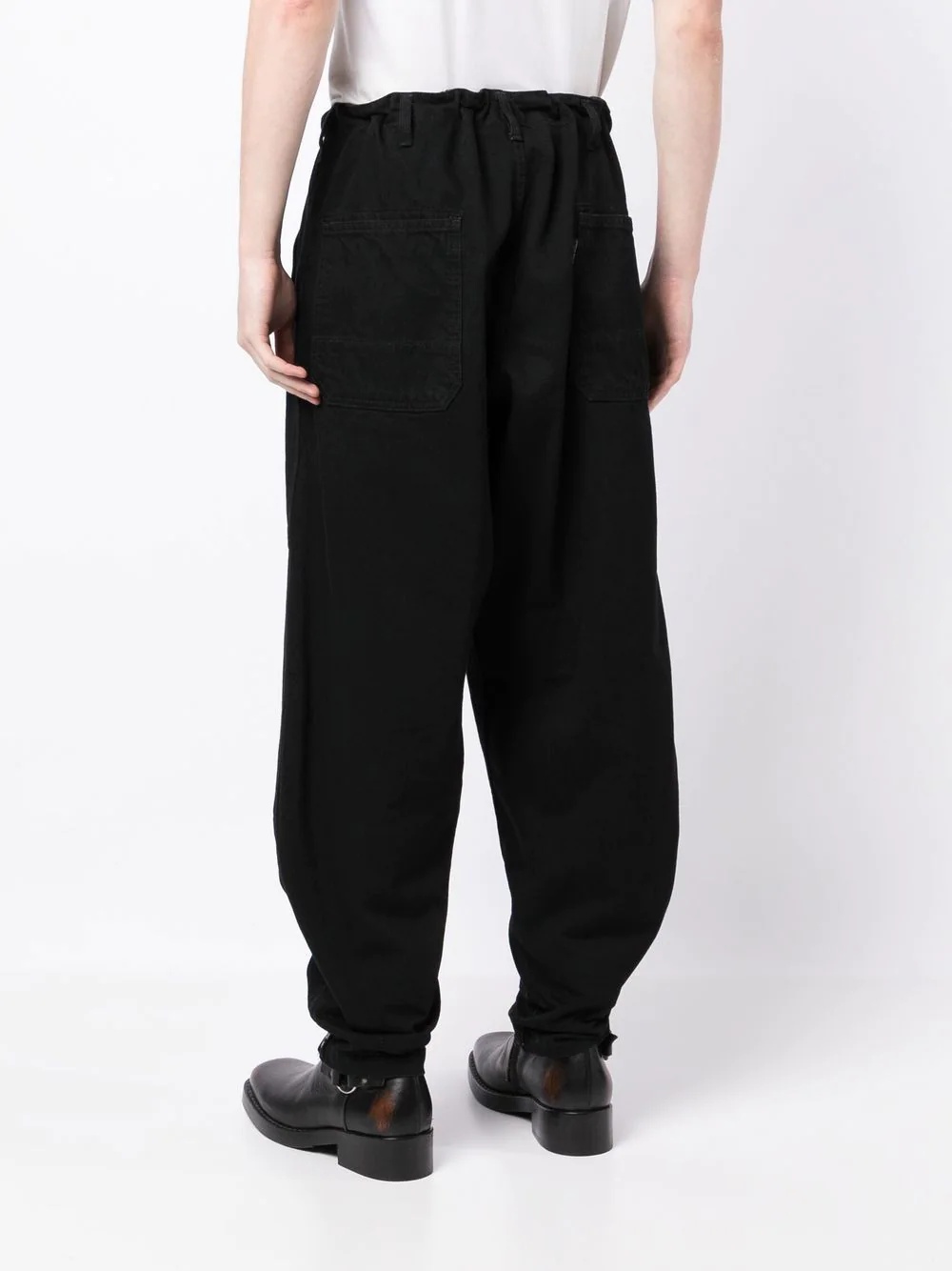 mid-rise wide-leg cotton trousers - 4