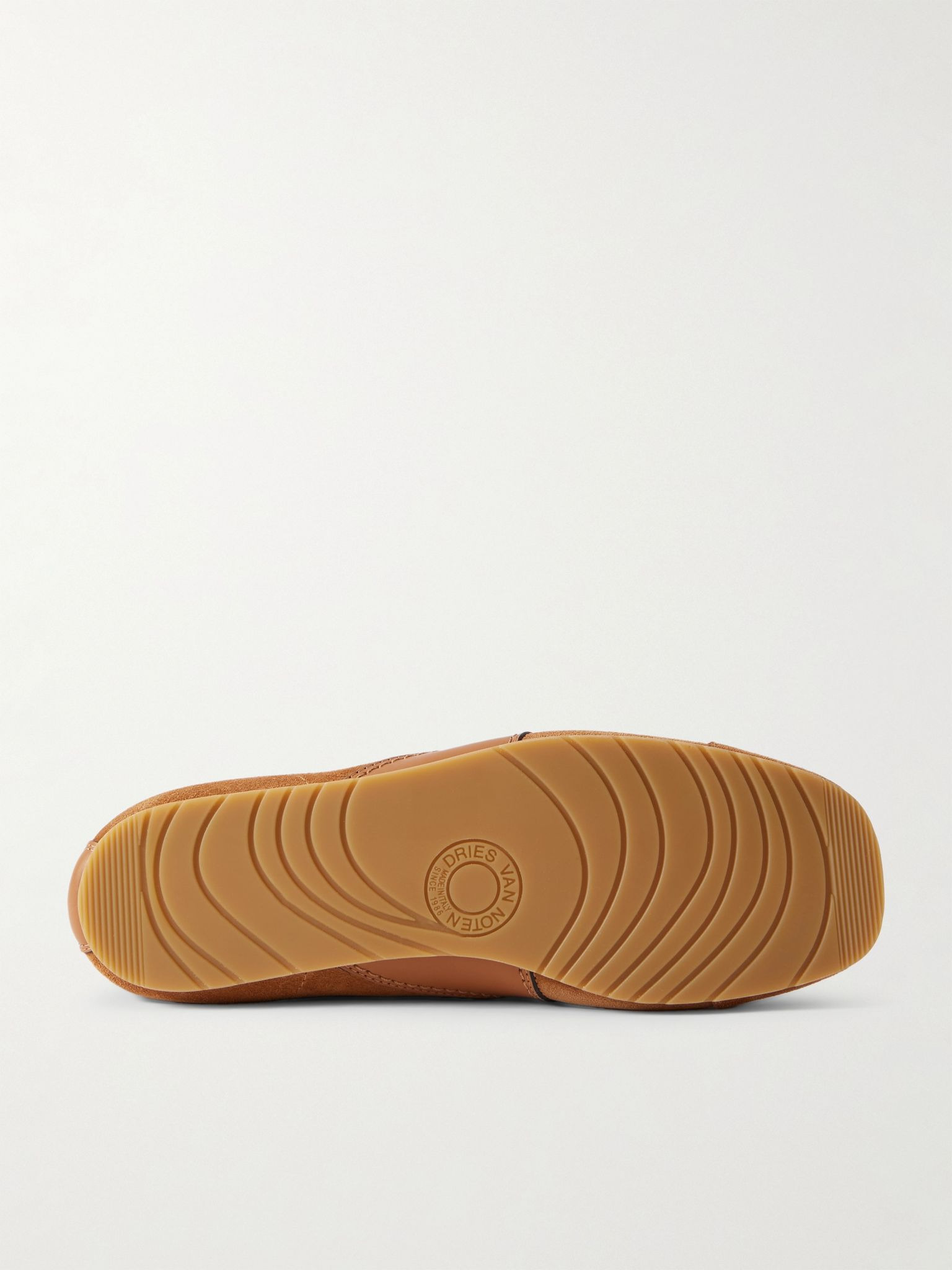 Leather-Trimmed Suede Sneakers Tan - 3