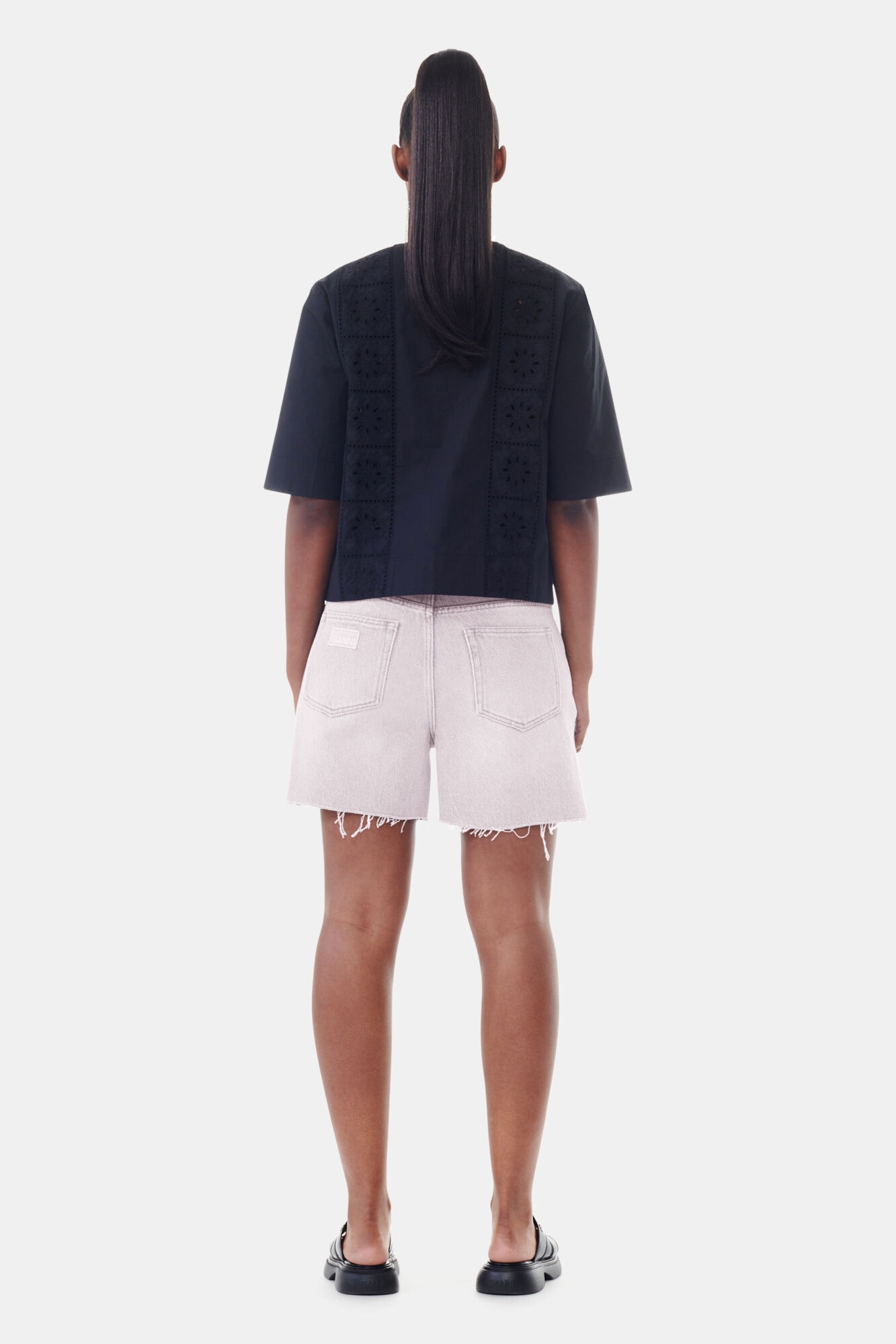 LIGHT PINK DENIM SHORTS - 4