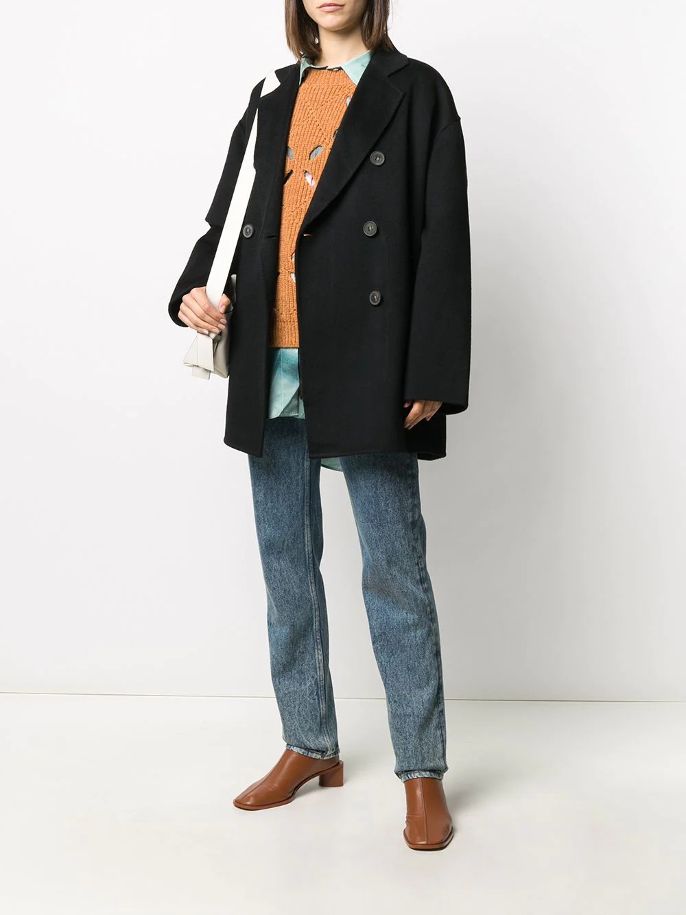 double breasted wool coat - 2