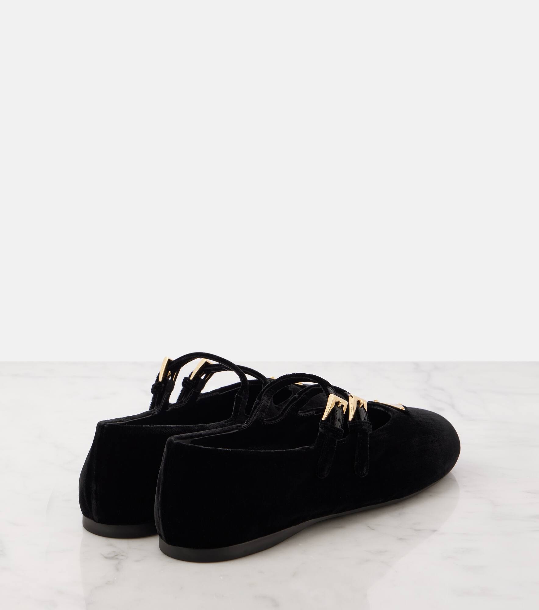Velvet Mary Jane flats - 2