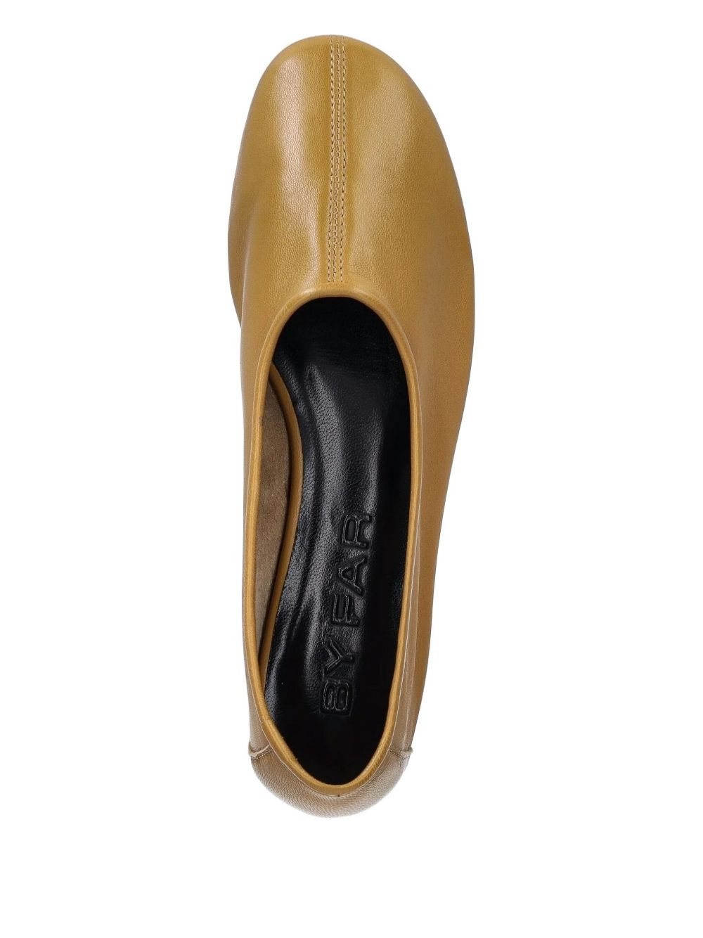square-toe leather flats - 3