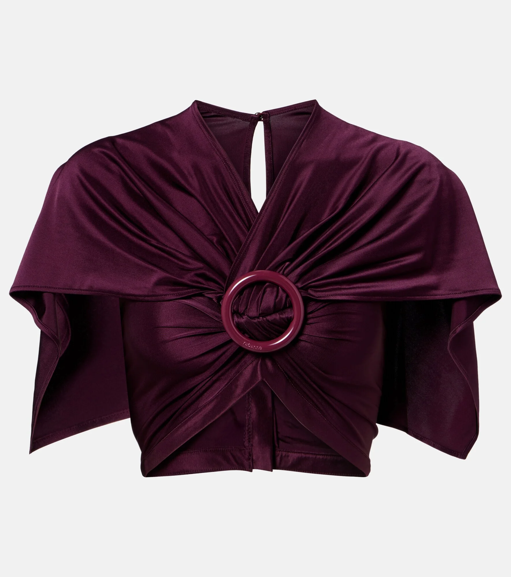 Gathered caped satin crop top - 1