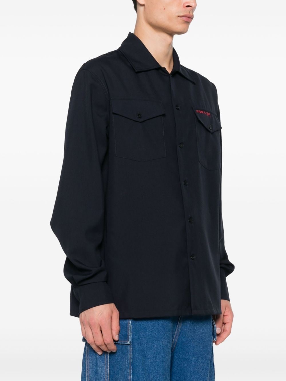 logo-embroidered shirt - 3