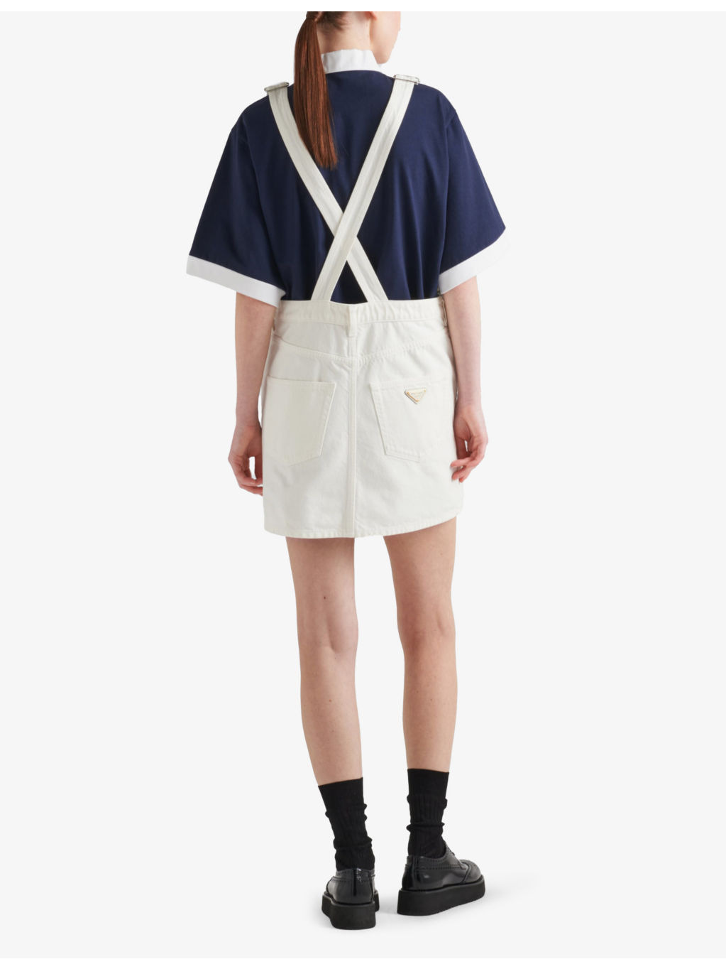 Dungaree-style denim mini dress - 4