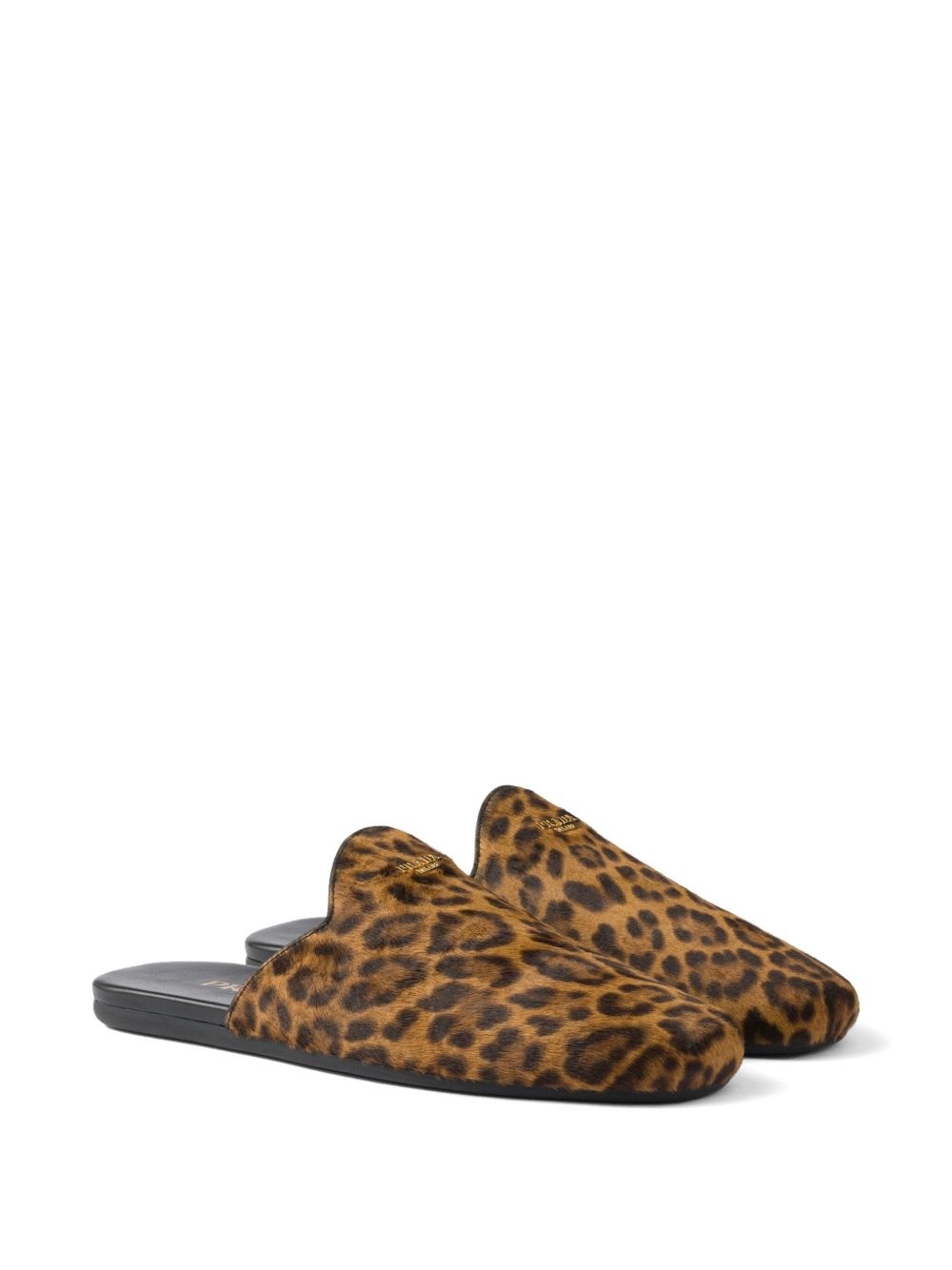 leopard-print leather mules - 2