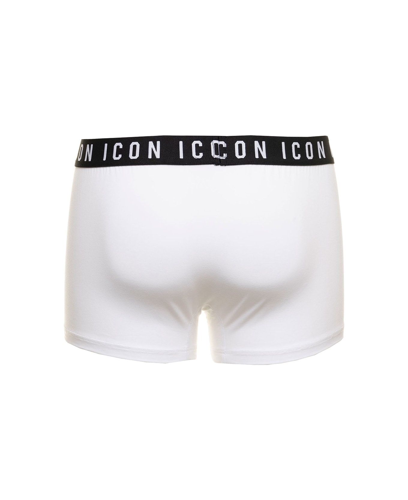 D-squared2 Man's White Stretch Cotton Briefs With  Logo - 2