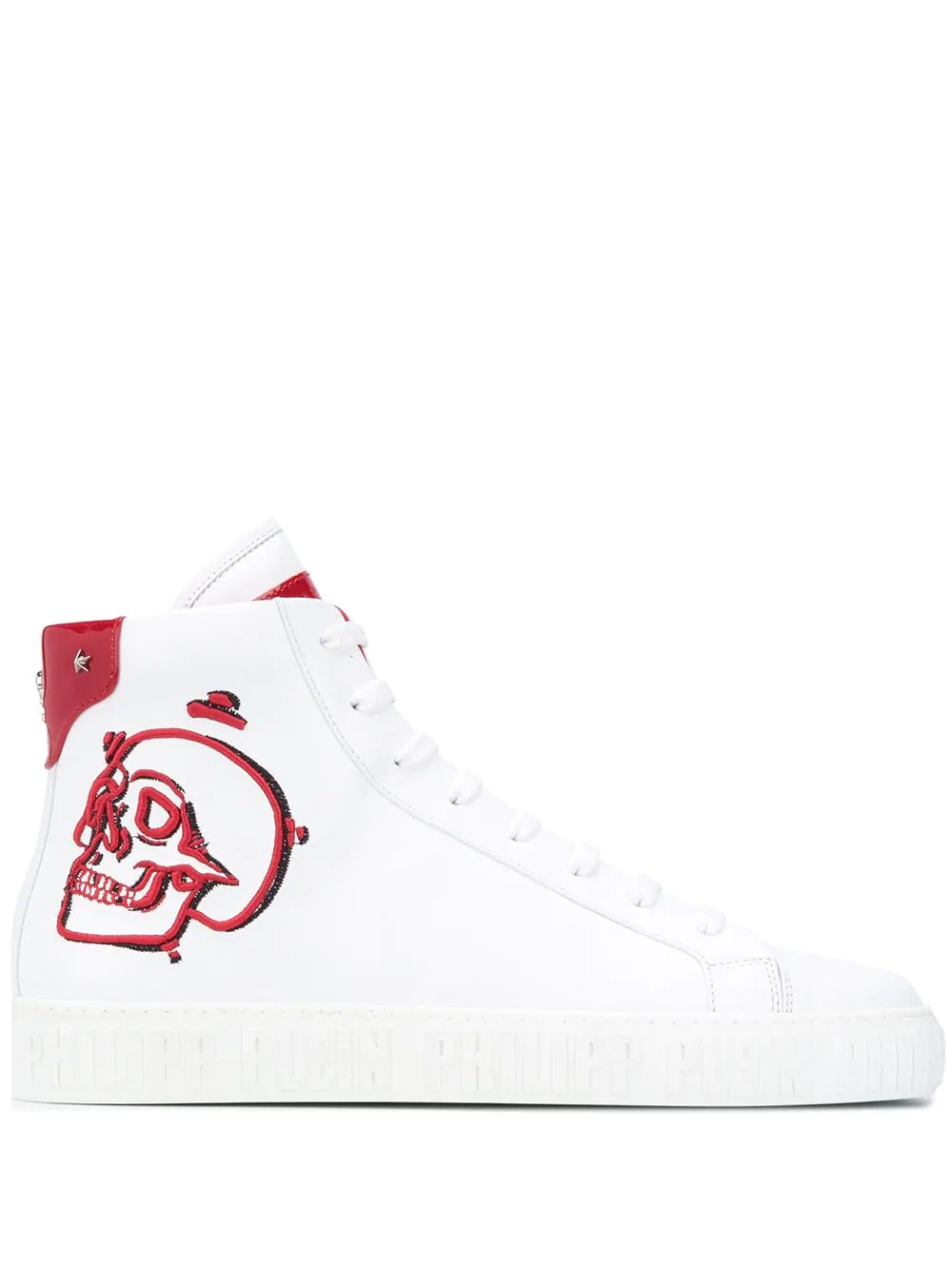 embroidered skull high-top sneakers - 1