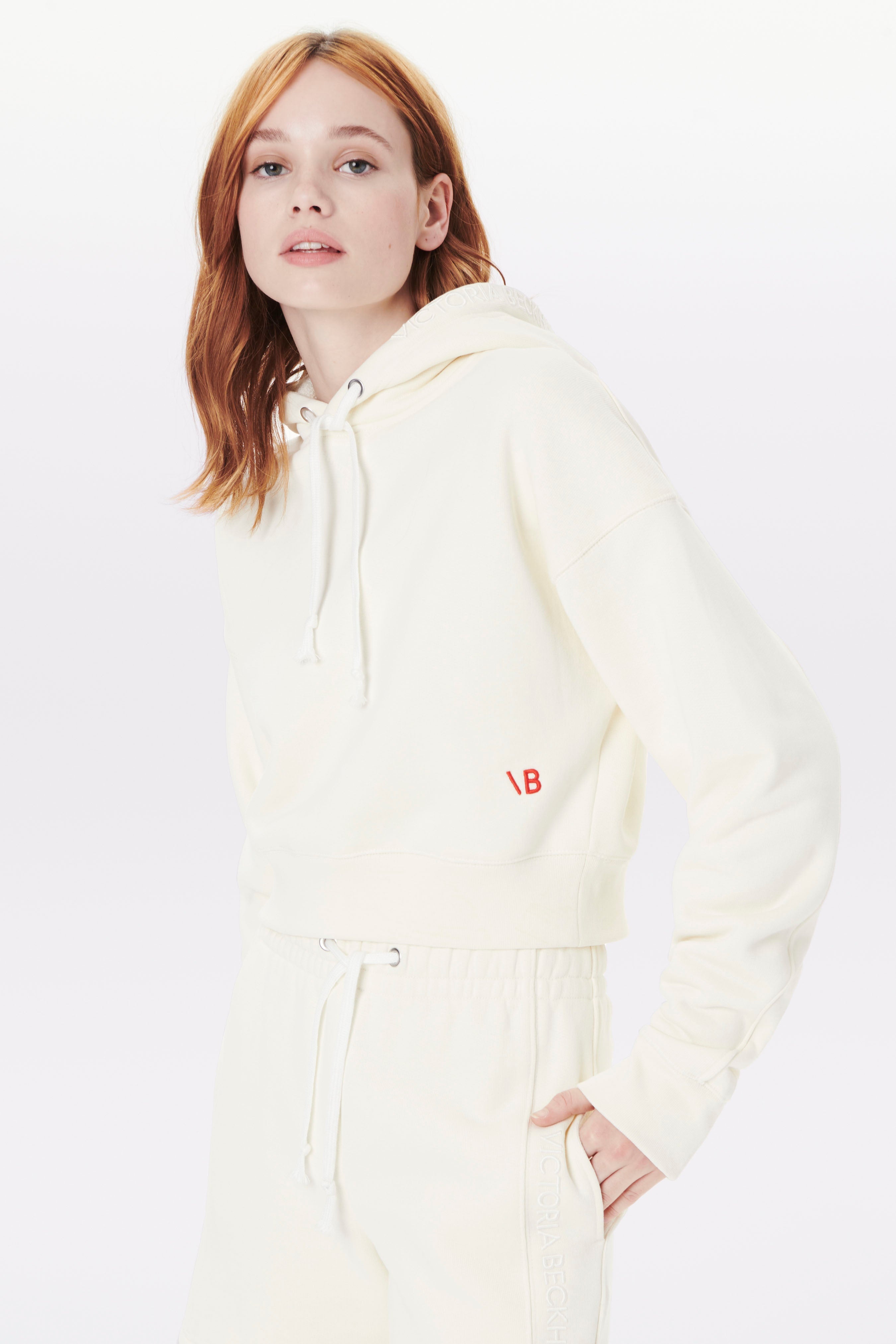 Cropped Hoodie in Ecru - 3