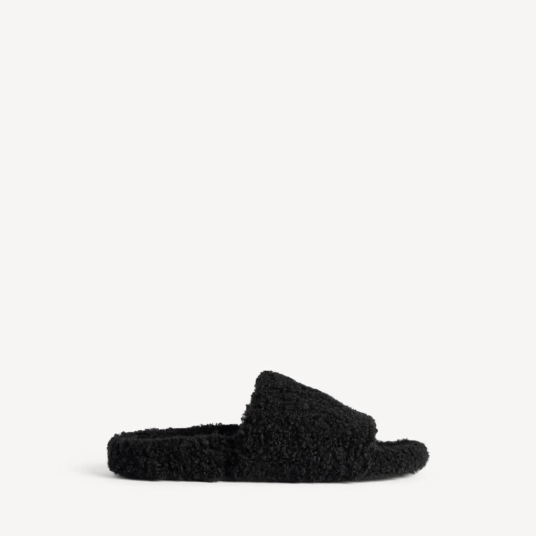 Men's Furry Open Mule in Black - 1