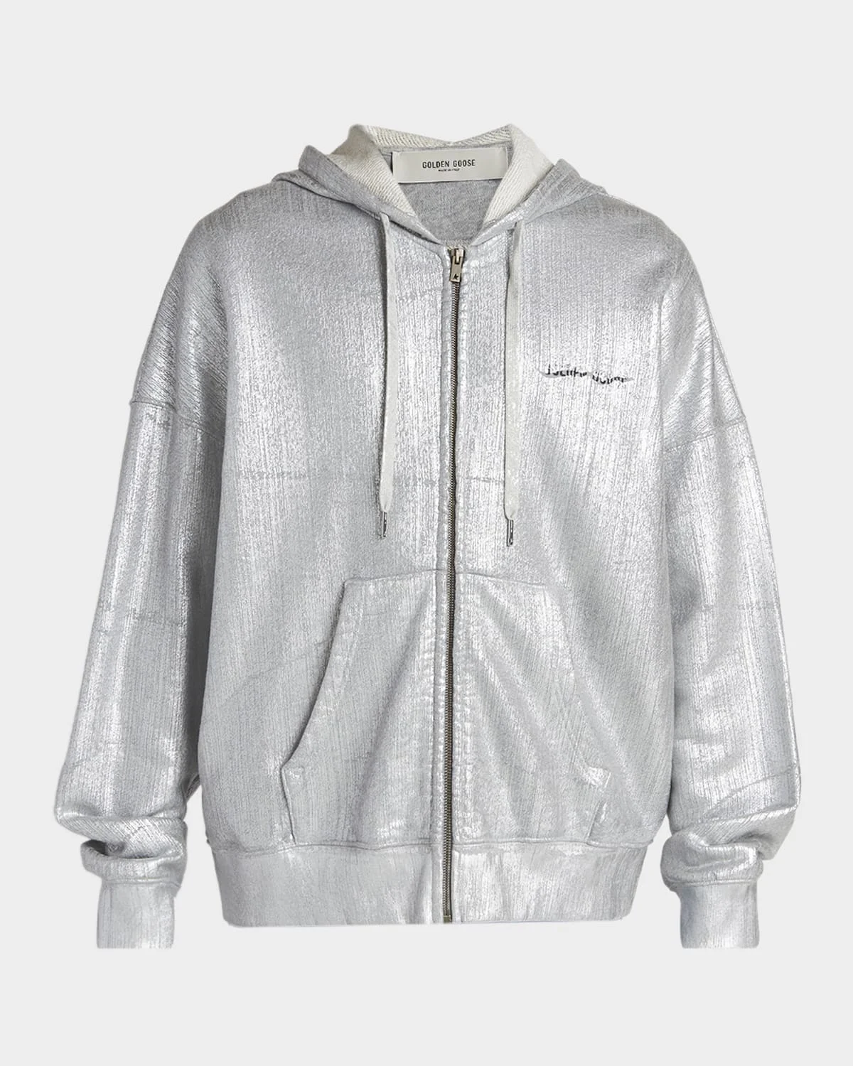 Men's Metallic Textured Full-Zip Hoodie - 1