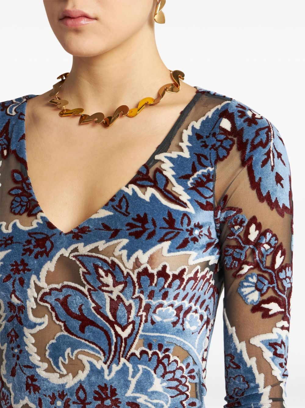 jacquard velvet dress - 4
