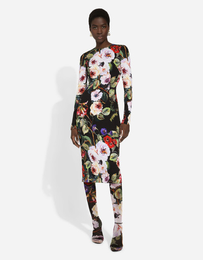 Dolce & Gabbana Charmeuse sheath dress with rose garden print outlook