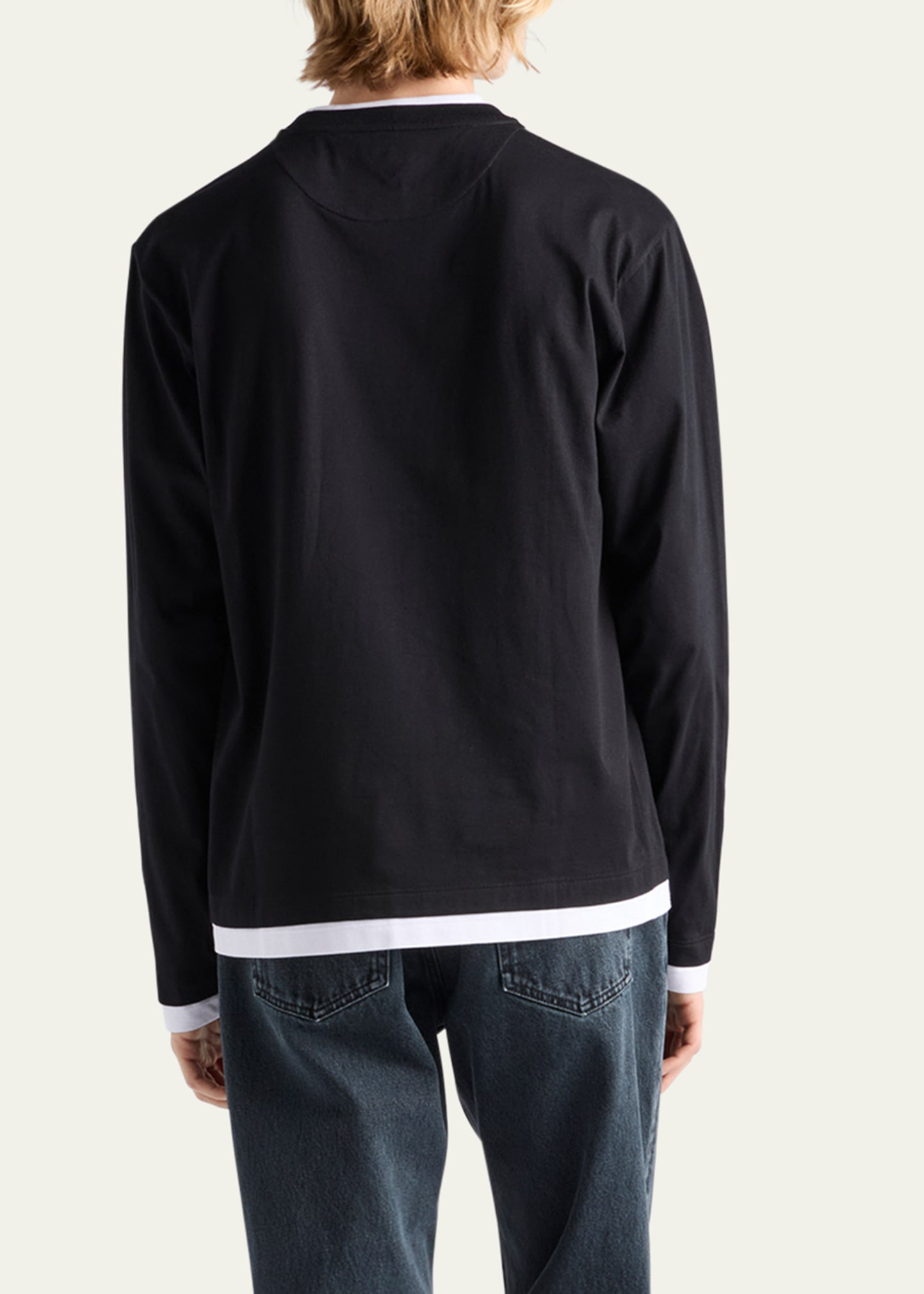 Men's Tipped Cotton Long-Sleeve T-Shirt - 3