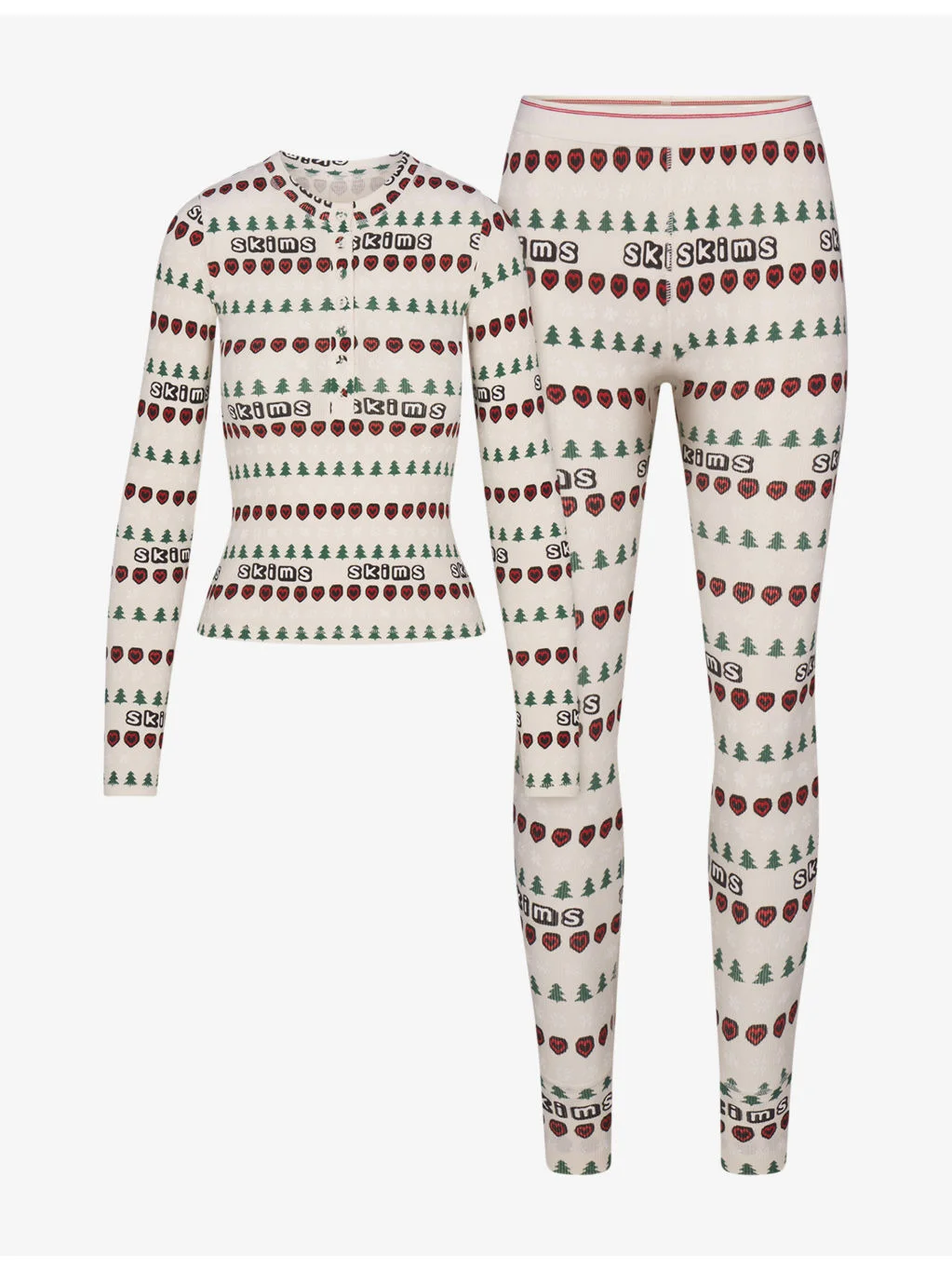 Cactus Plant Flea Market x SKIMS Ribbed Henley Cotton-Jersey Lounge Set - 1