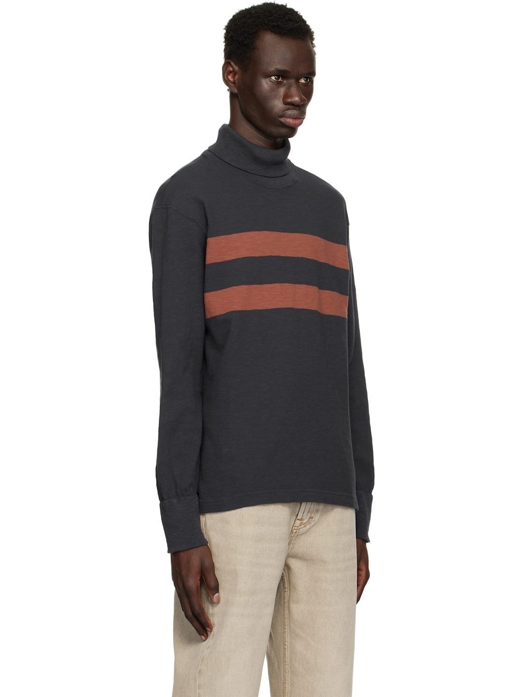 Navy & Red Double Striped Turtleneck - 2