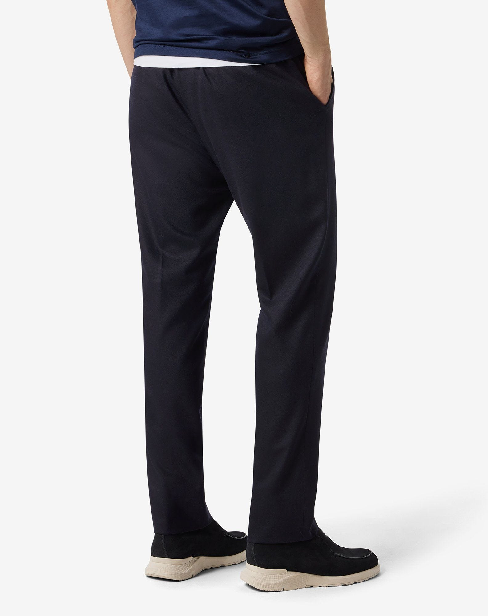 Blue wool and stretch cashmere chinos - 4