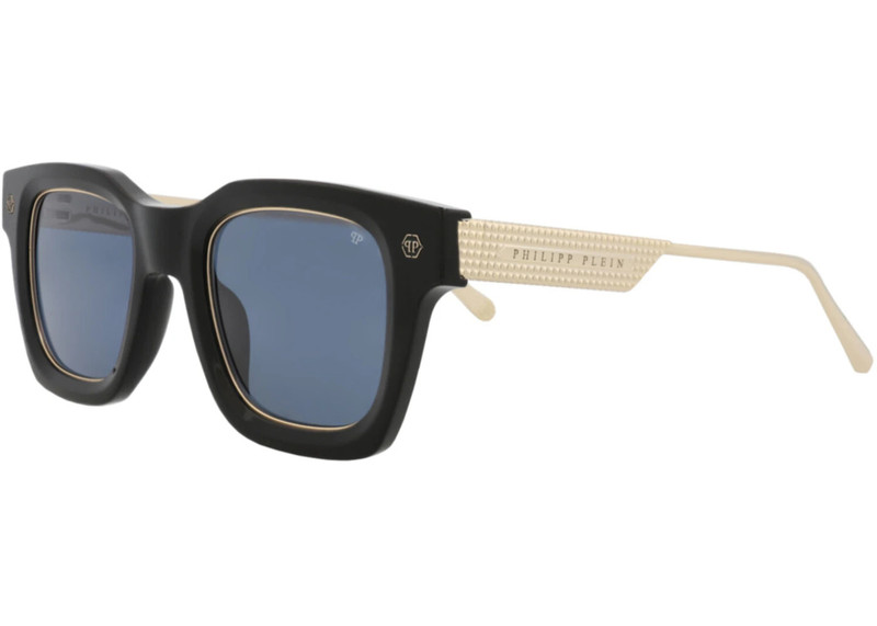 PHILIPP PLEIN Philipp Plein Square-Frame Acetate Sunglasses Black Gold Blue (SPP105M-50-0700) outlook