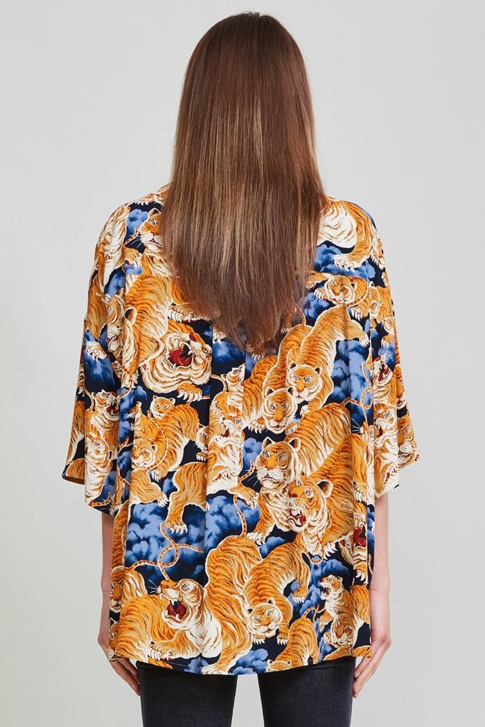 Oversized Hawaiian Shirt - Orange Tiger | R13 Denim Official Site - 3