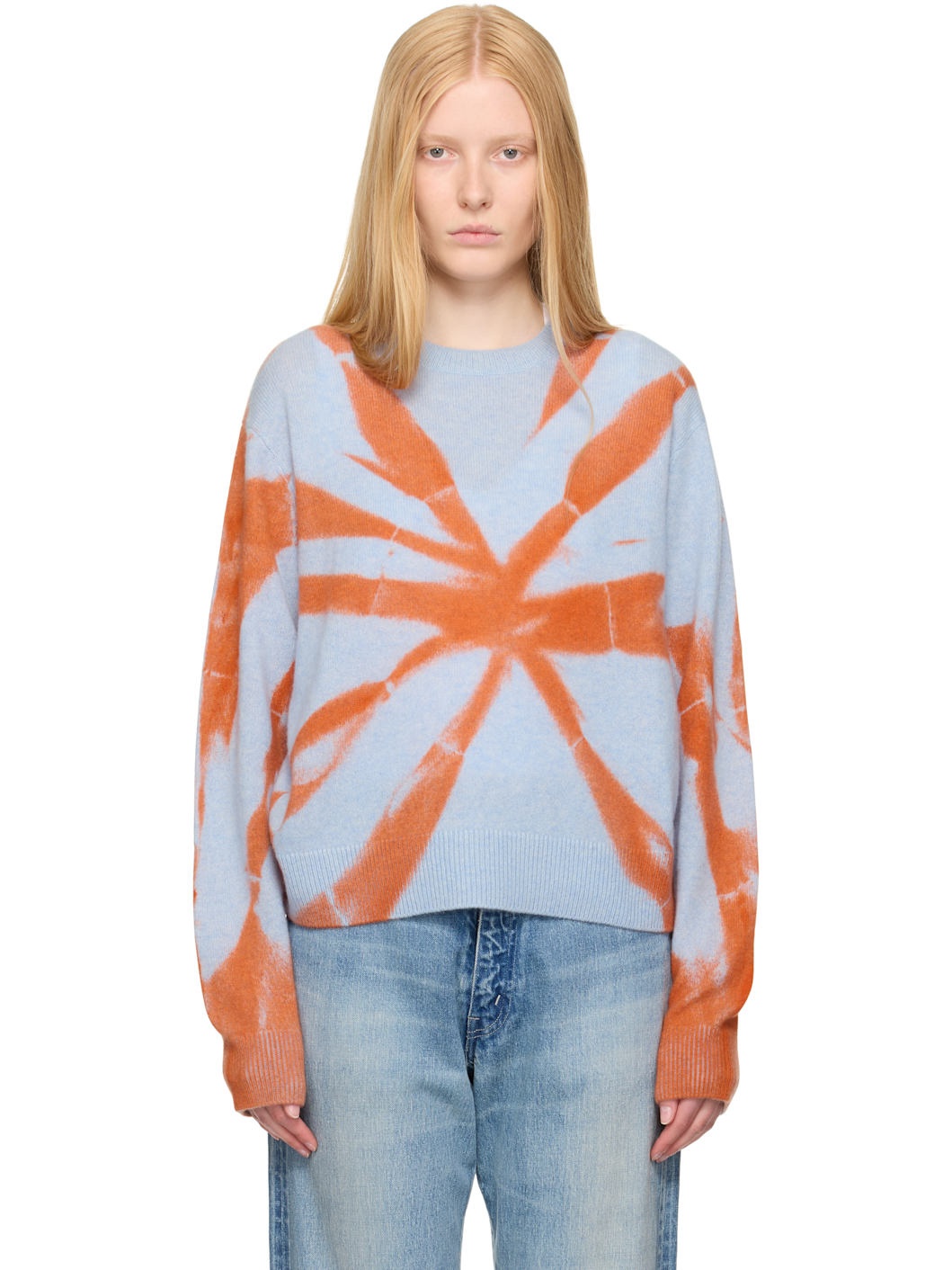Blue & Orange Mythic Tranquility Crew Sweater - 1