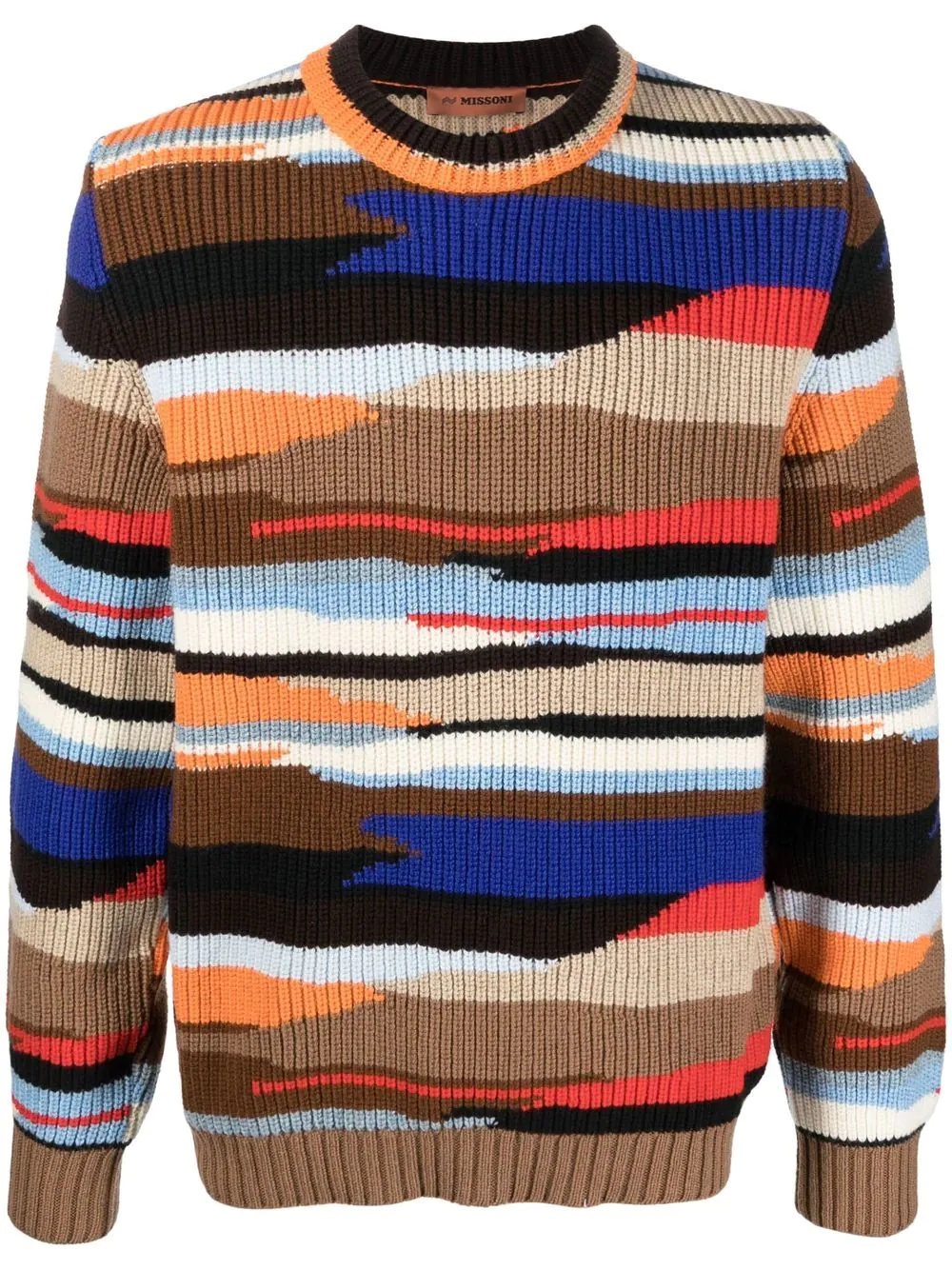 abstract-pattern ribbed-knit jumper - 1