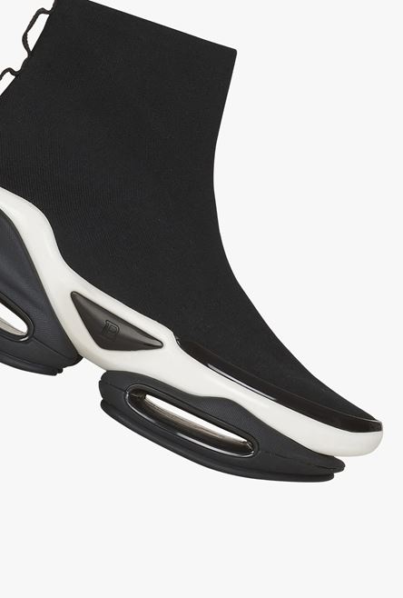 Exclusive - Black and white knit and suede B-Bold high-top sneakers - 6
