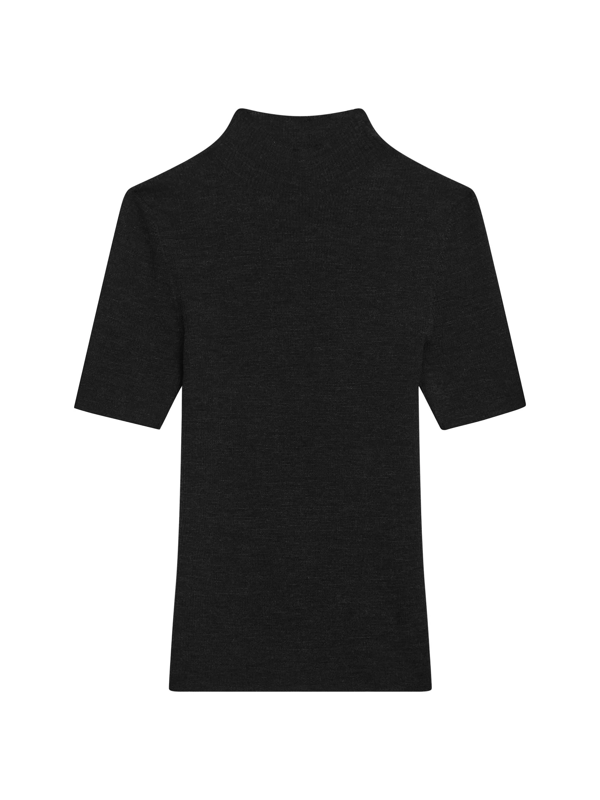 Women's Leenda Merino Wool Short-Sleeve Sweater - Black - 1