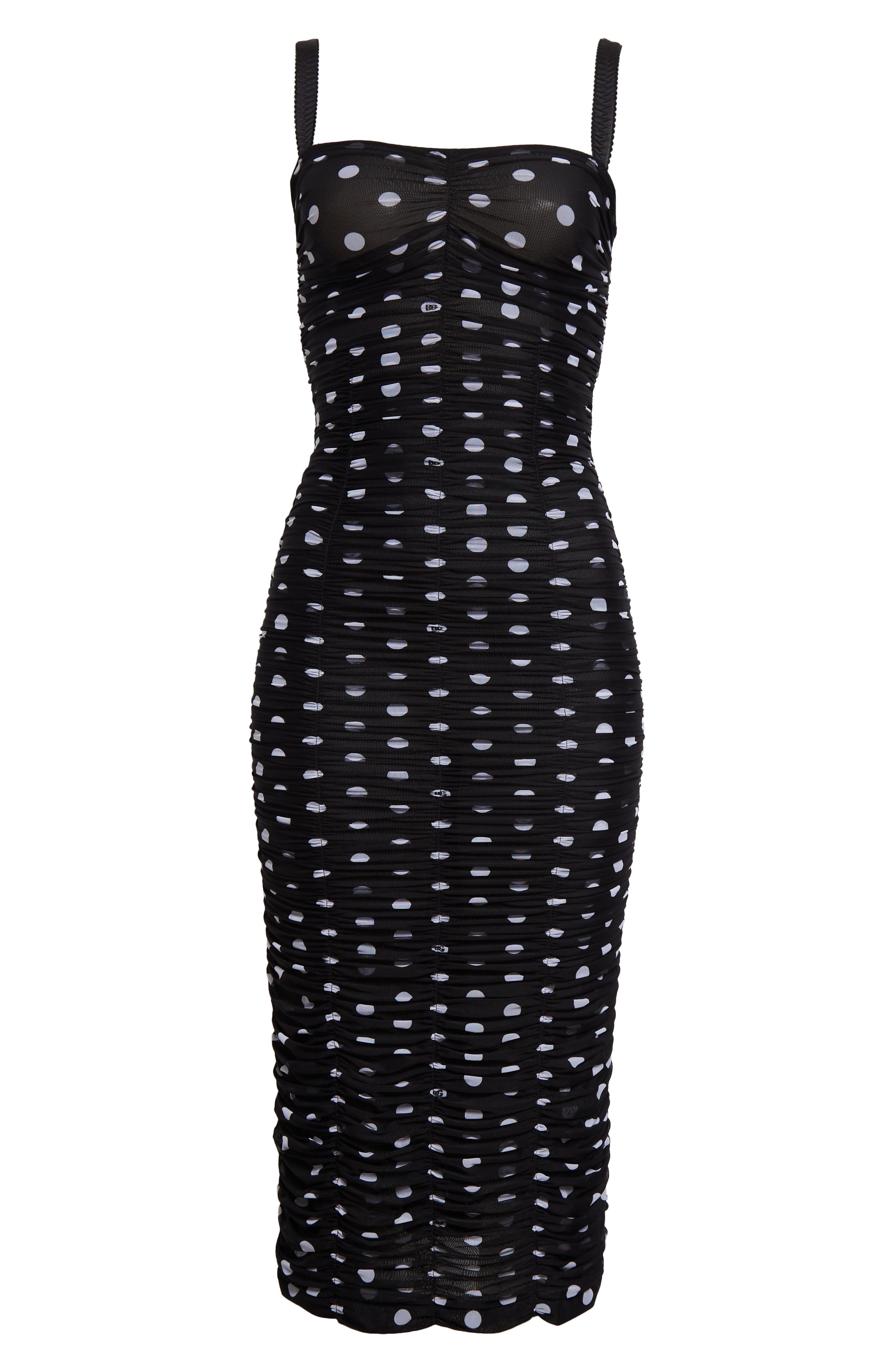 Dolce&Gabbana Polka Dot Ruched Tulle Midi Dress in Hnzrw Pois Med 1 5 F.nero at Nordstrom - 5