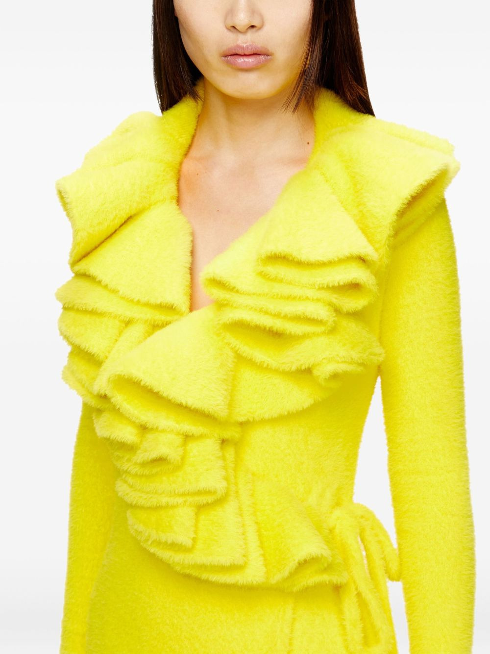 Fluffy ruffled-neck midi dress - 5