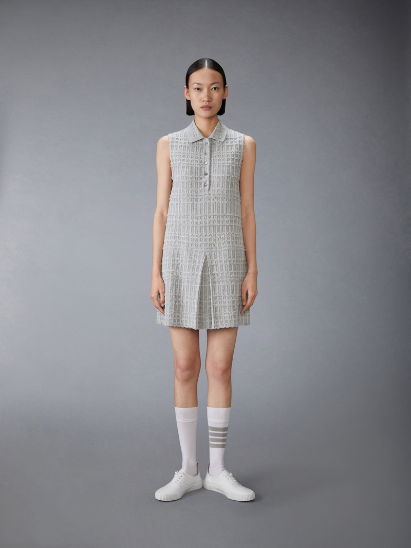 Thom Browne SEERSUCKER KNIT TWEED JACQUARD POLO MINI DRESS outlook
