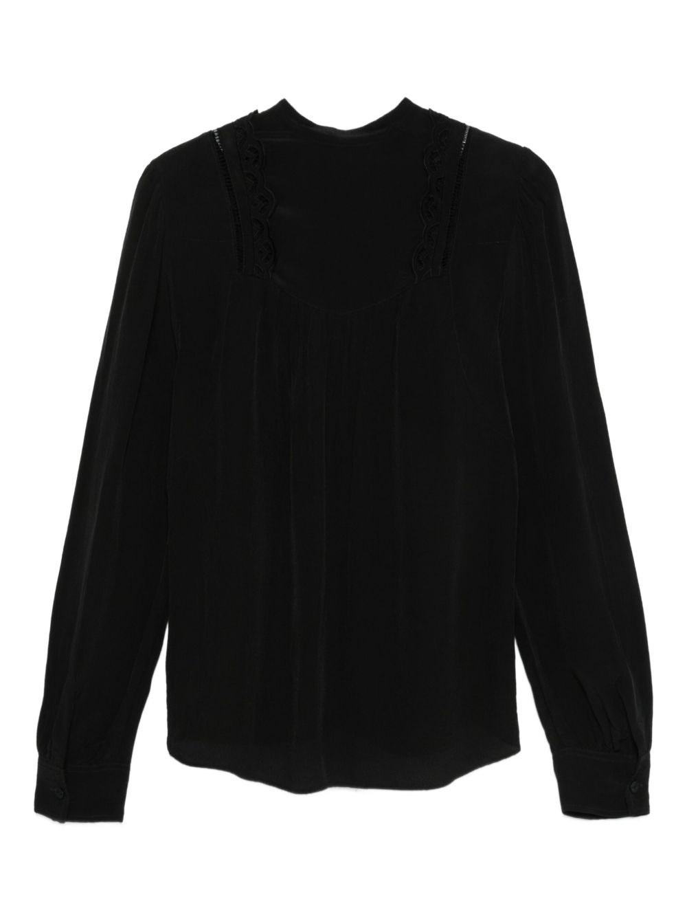 lace-insert long-sleeve blouse - 2