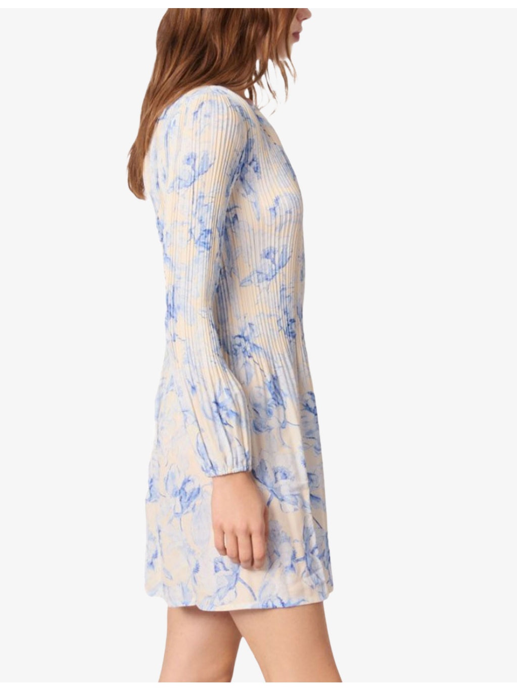 Floral-Print Long-Sleeve Pleated Woven Mini Dress - 3