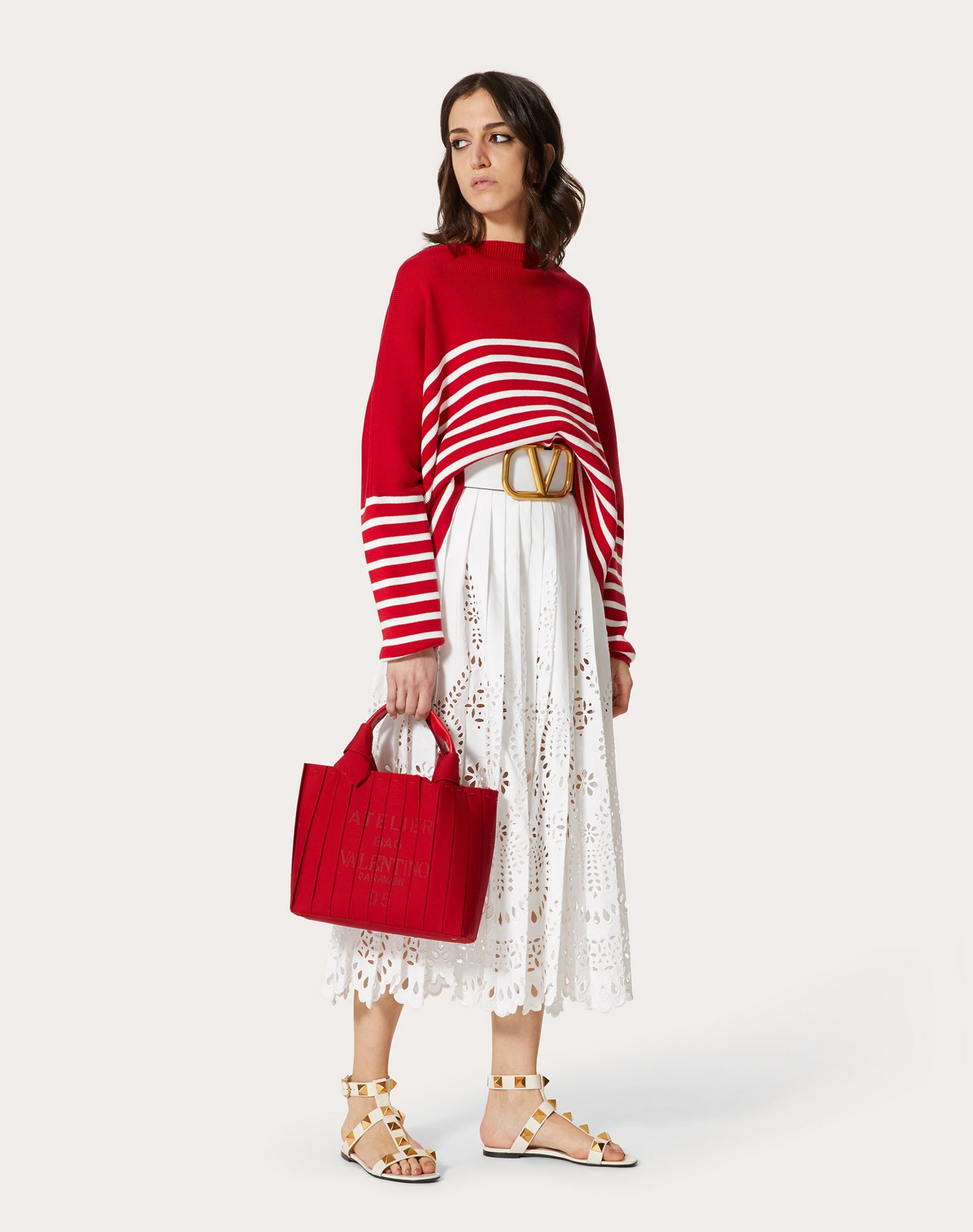 VALENTINO SAN GALLO EDITION COTTON POPLIN SKIRT - 2