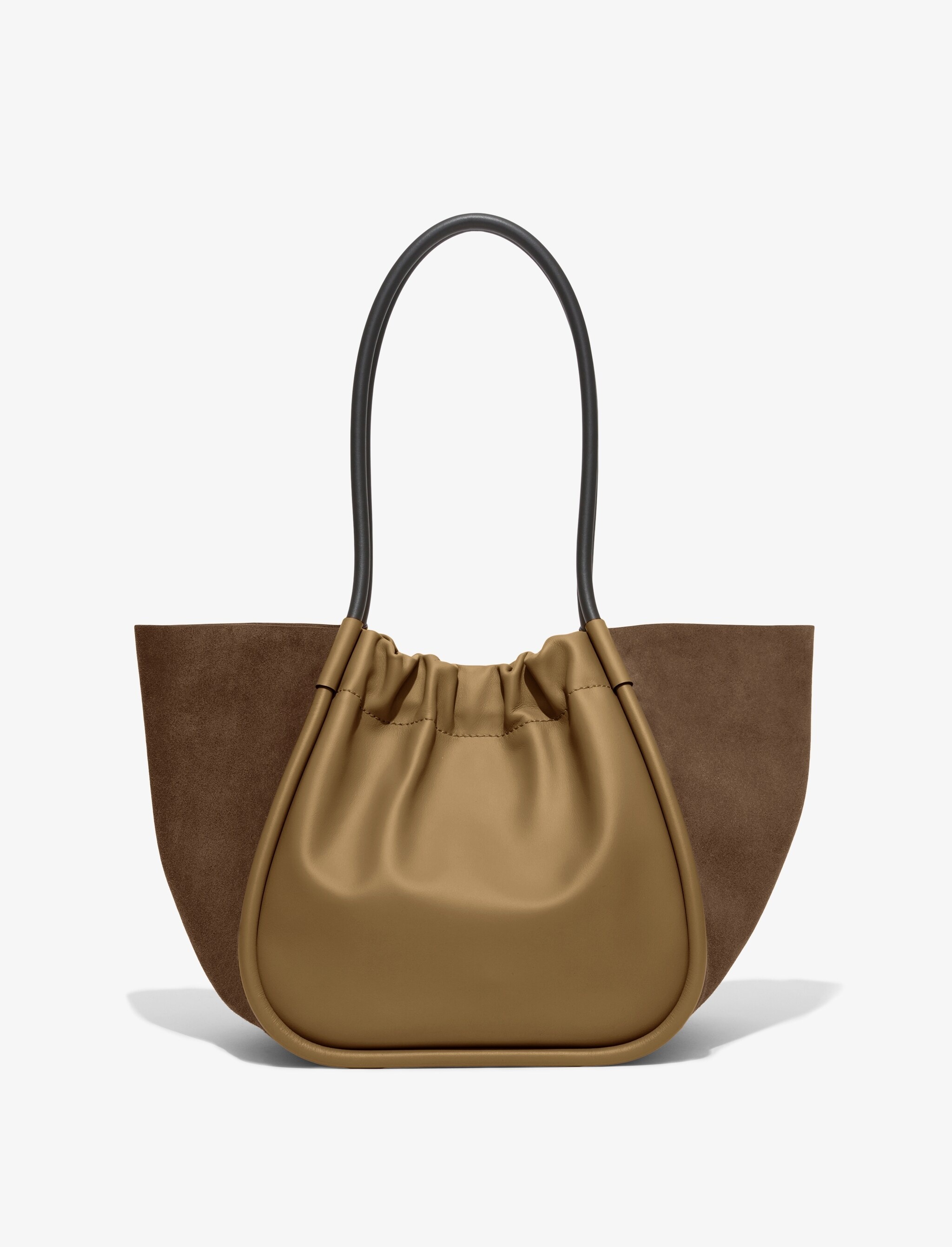Large Suede Ruched Tote - 4