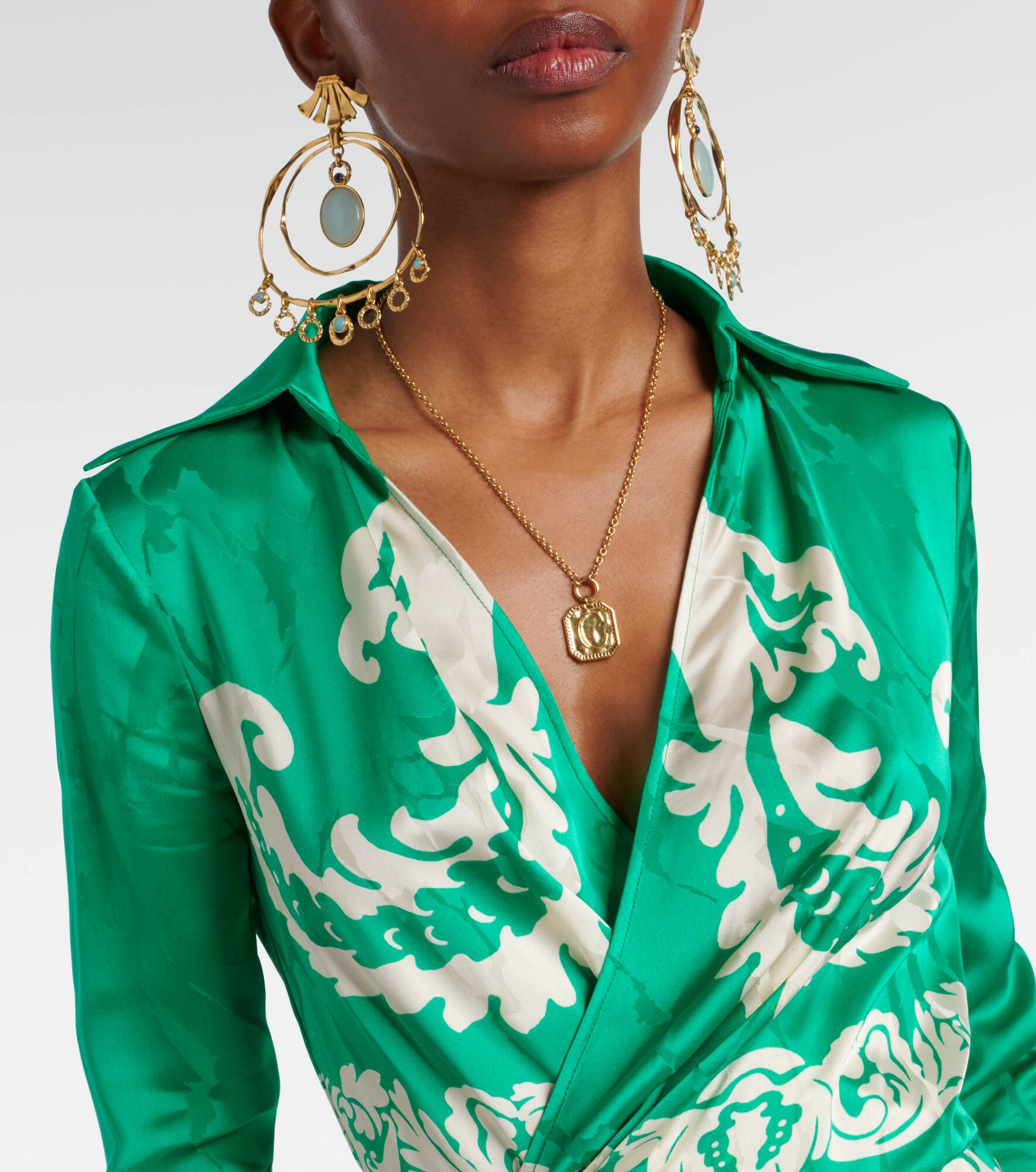 Printed satin wrap dress - 4
