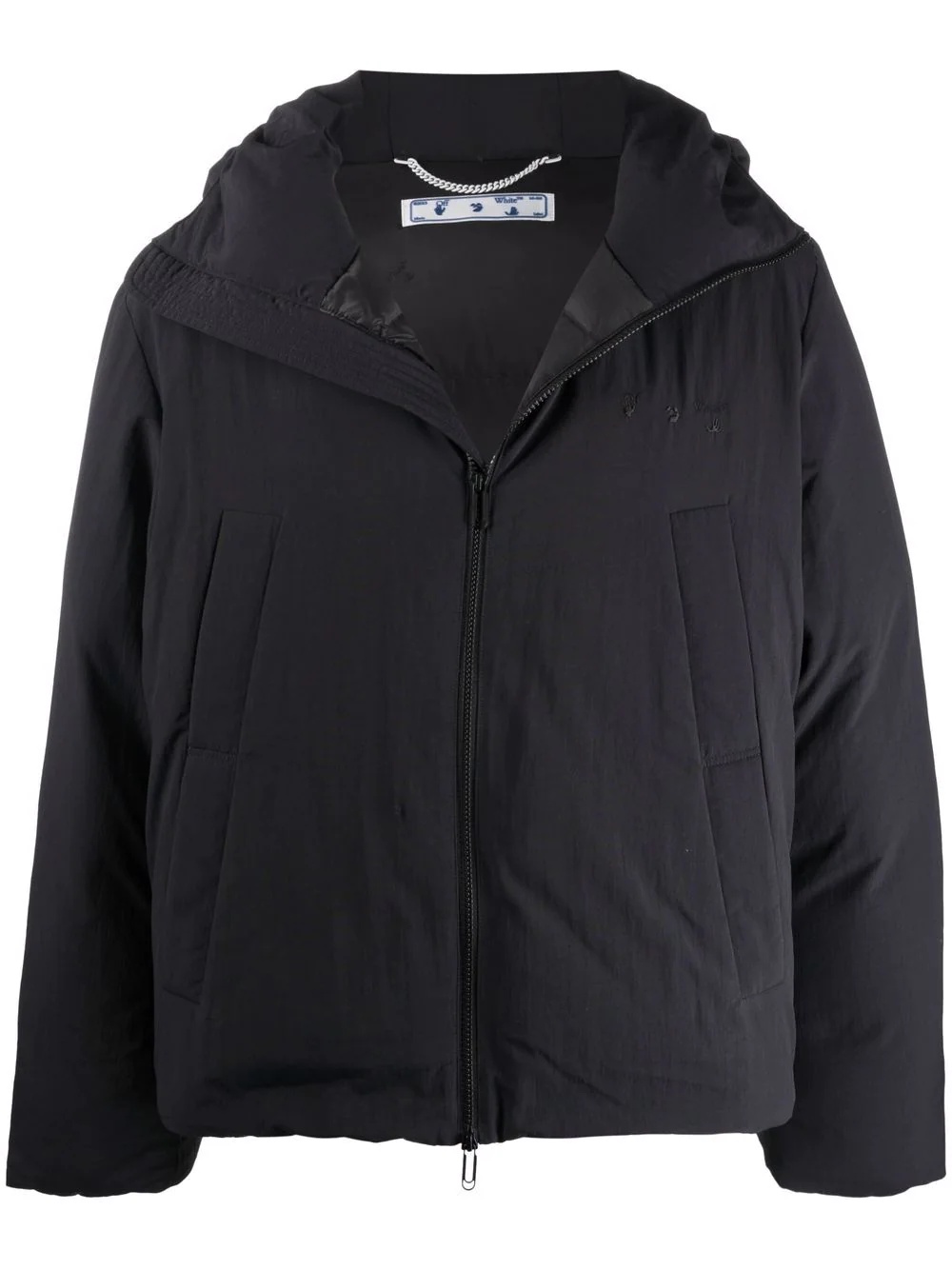 logo hooded puffer jacket - 1