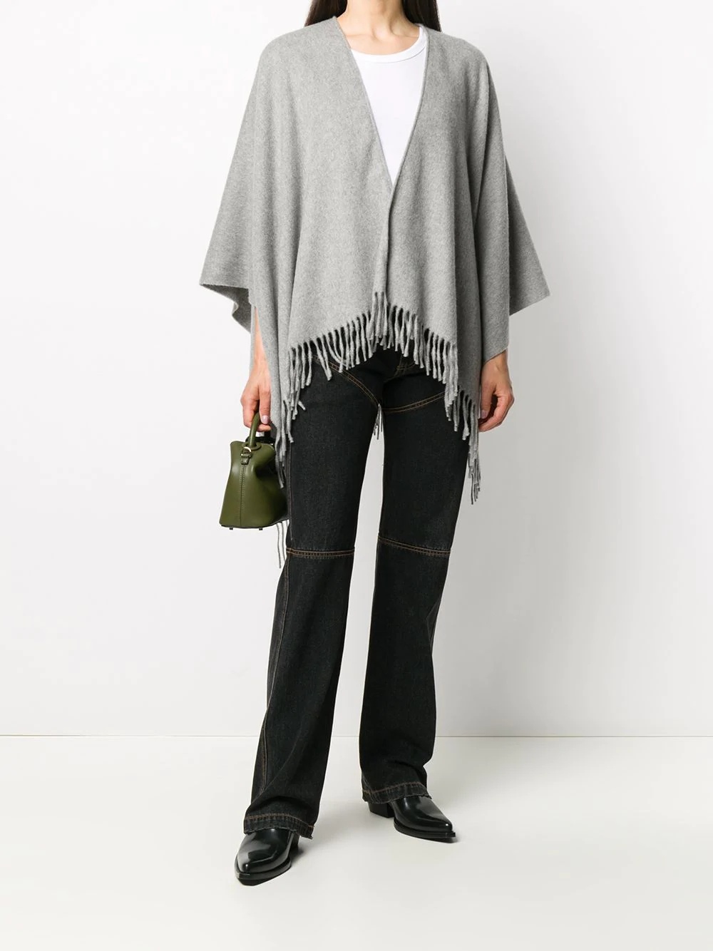 fringed cashmere poncho - 2