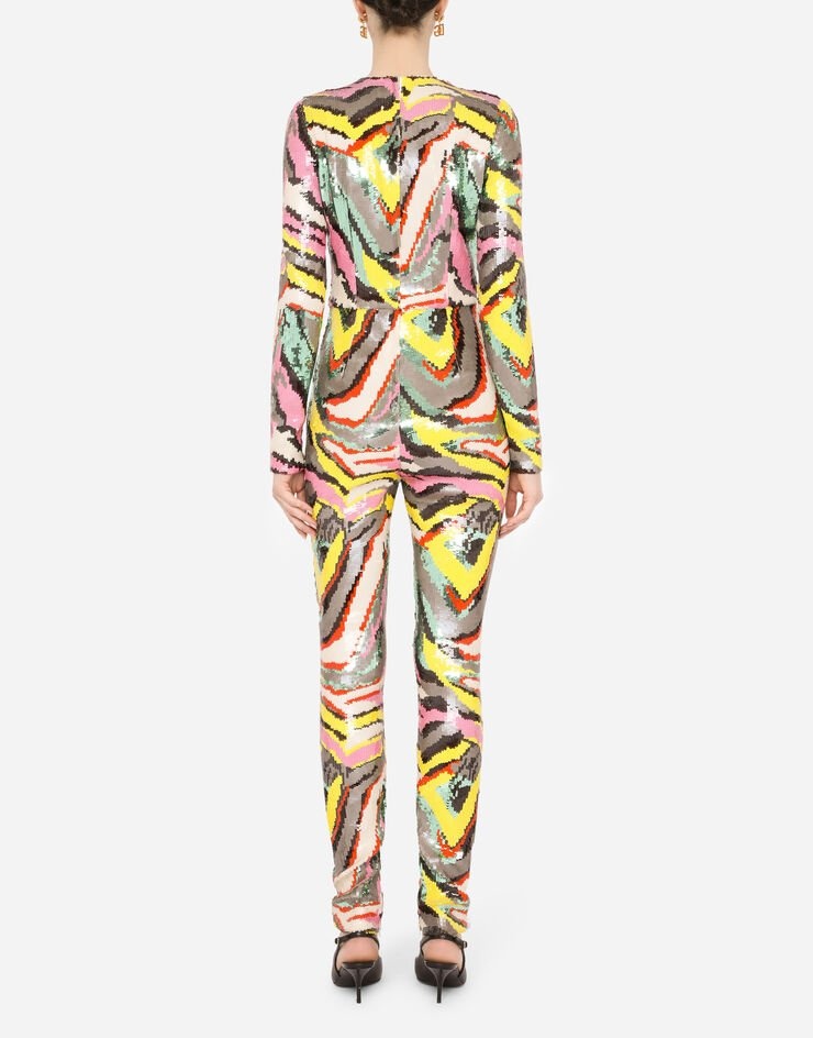 Sequined jumpsuit with abstract design - 3