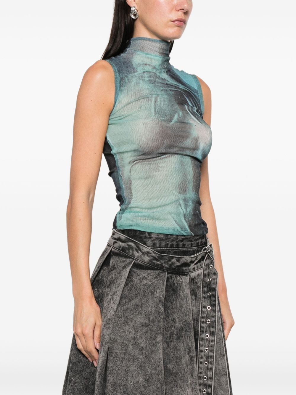 graphic-print high-neck tank top - 3