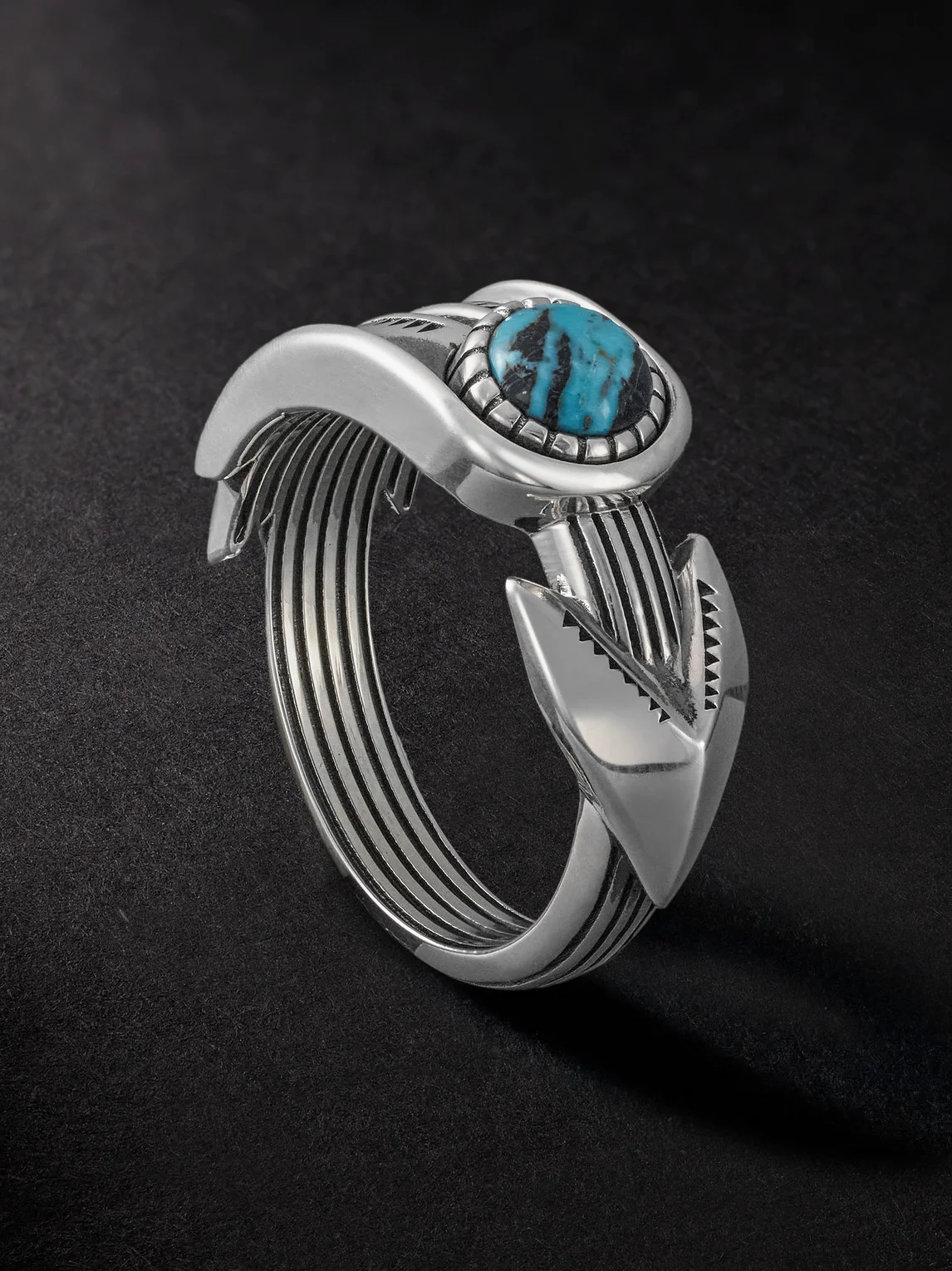 Natrona Limited Edition Sterling Silver and Apache Blue Turquoise Ring - 1