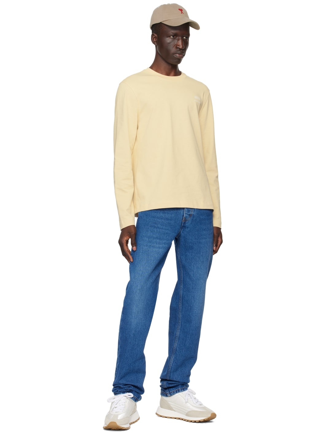 Beige Bonded Long Sleeve T-Shirt - 4