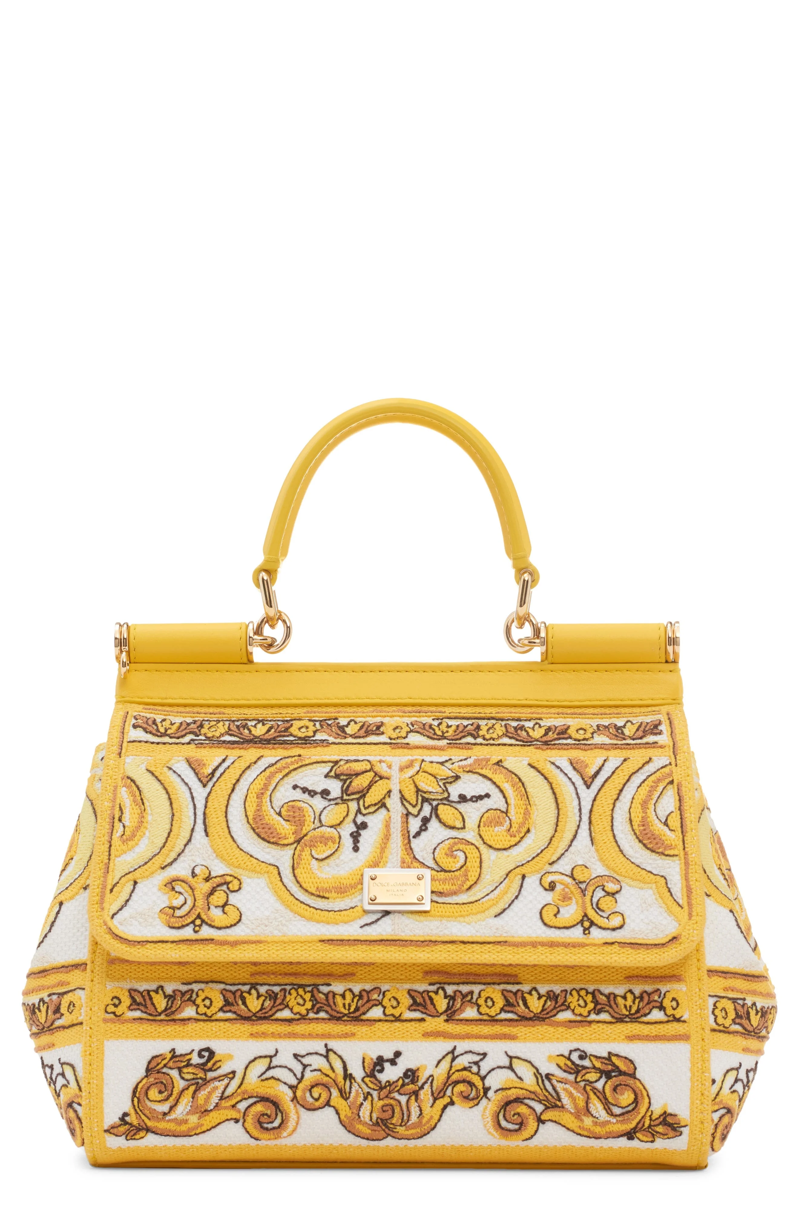 Sicily Majolica Embroidered Canvas Satchel - 1